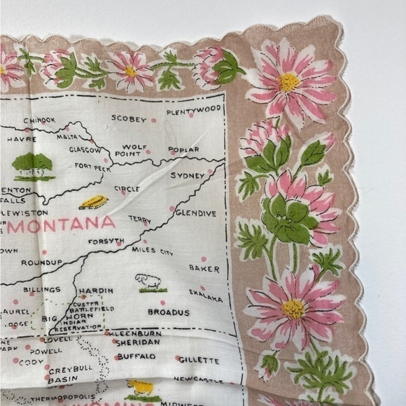 Vintage Montana Wyoming Idaho Retro souvenir Handkerchief Ranshaw - Picture 8 of 9